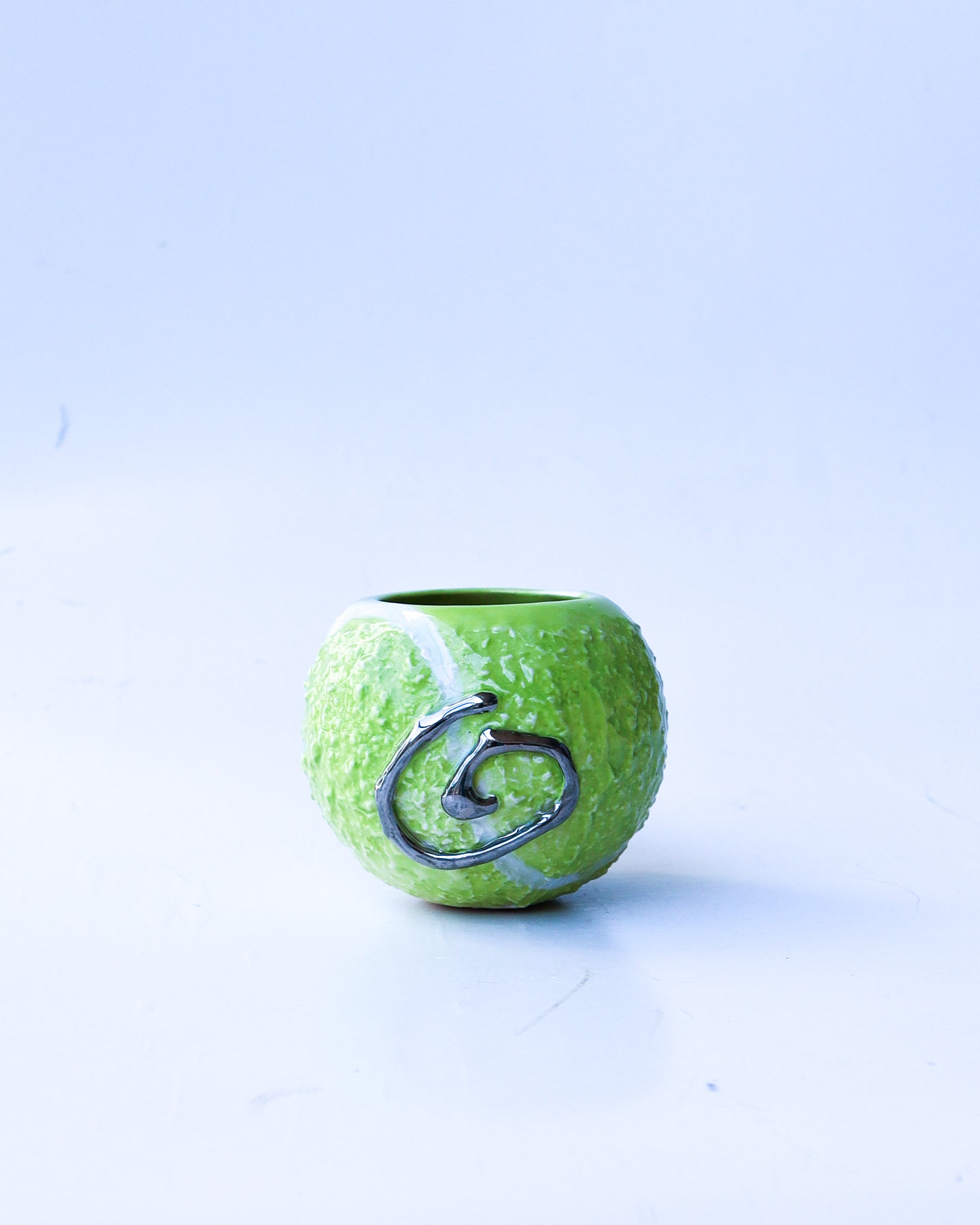 'coco' chrome ceramic tennis ball cup