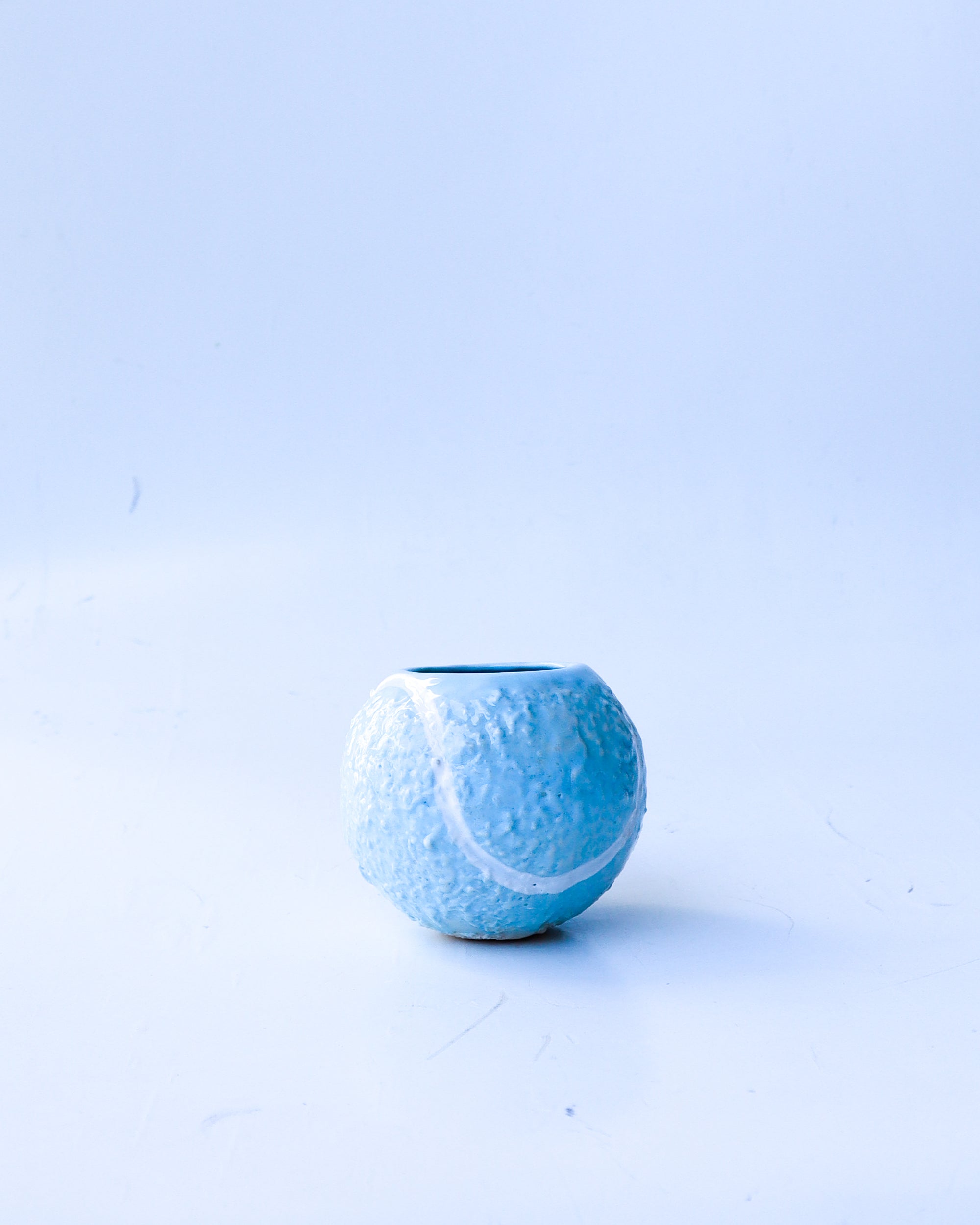 blue ceramic tennis ball espresso mug