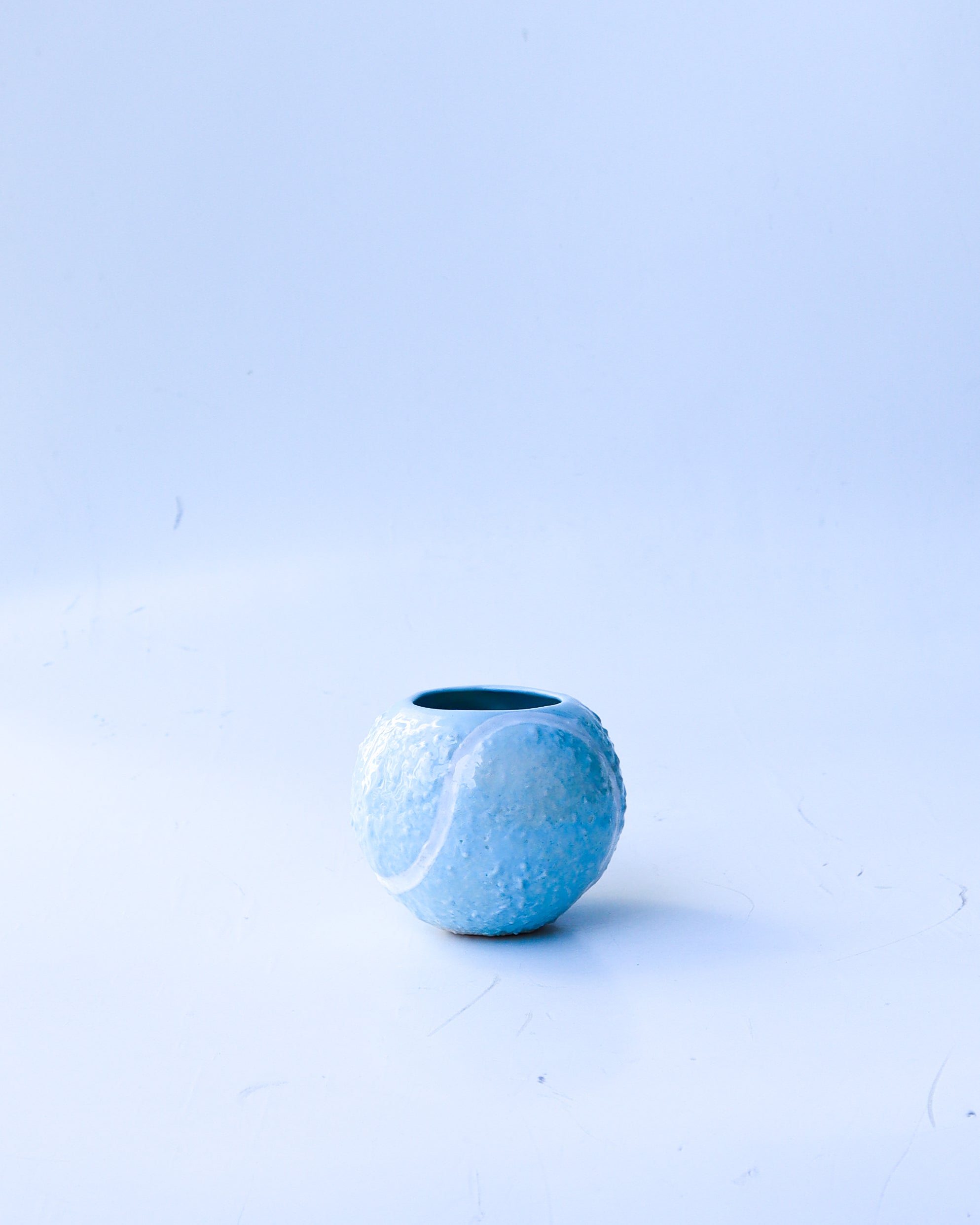 blue ceramic tennis ball espresso mug